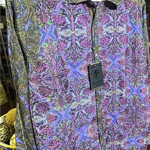 Robert Graham Purple and Black Paisley Embroidered Shirt